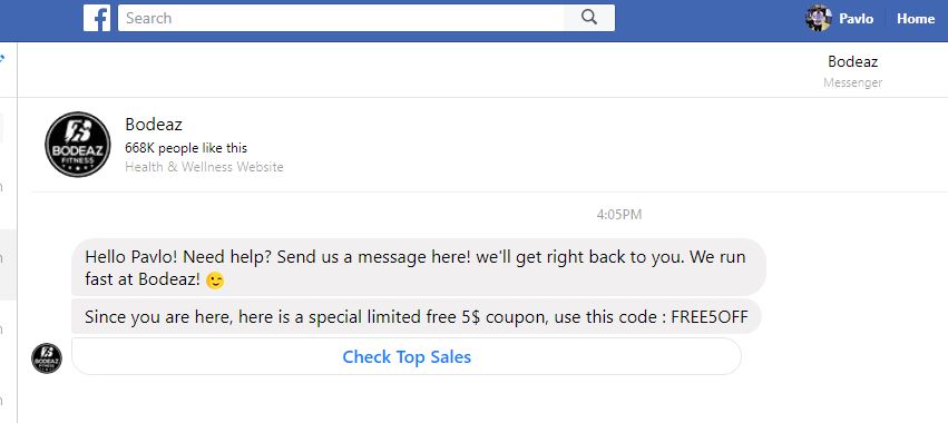 facebook messenger customer follow up example