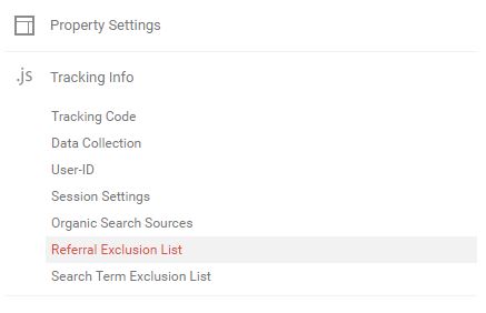 referral exclusion list under the tracking info in Google analytics